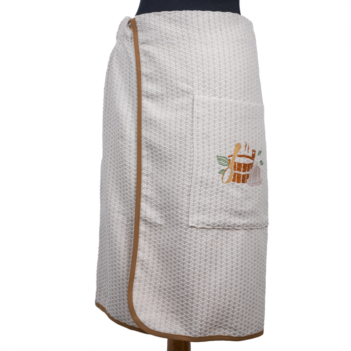 Set de regalo en caja para él. Gorro y delantal de sauna para hombre - LINO, bordado.