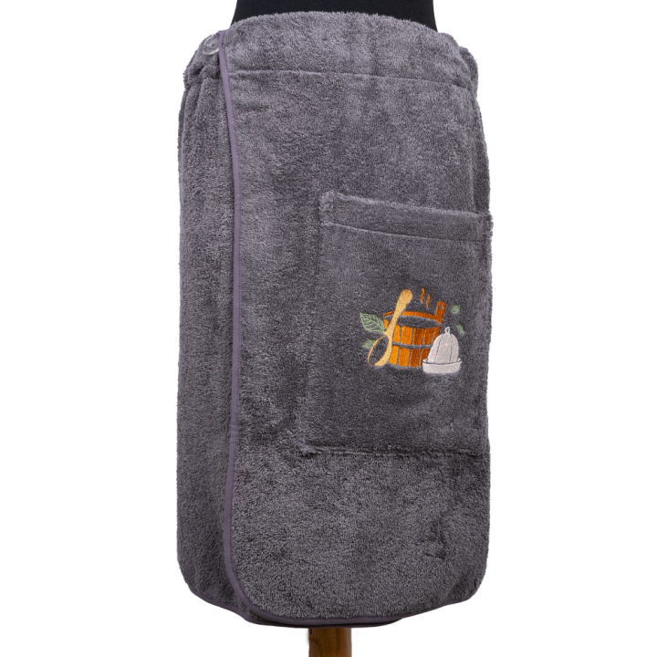 Set de regalo en caja para ÉL. Gorro y delantal de sauna para hombre - GRIS