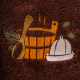 Set de regalo en caja para ÉL. Gorro y delantal de sauna para hombre - MARRÓN