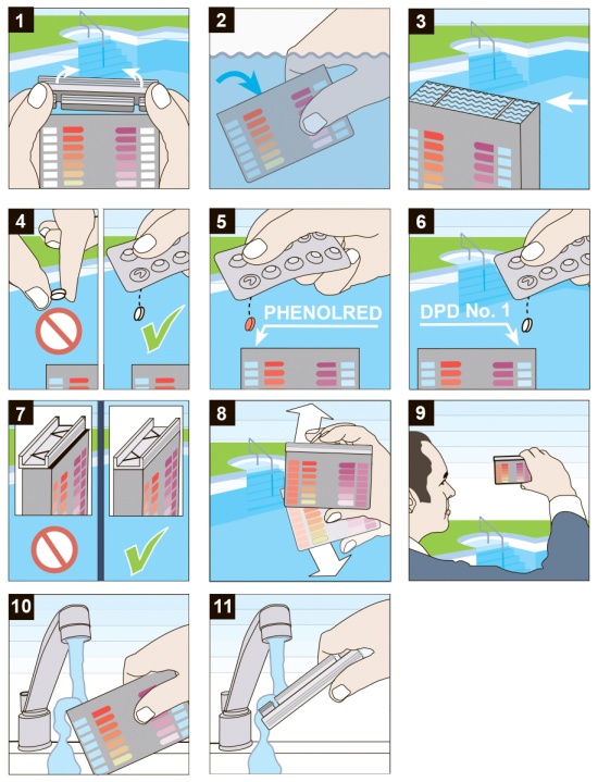 Instrucciones del probador rápido de piscinas BAYROL Phenol Red